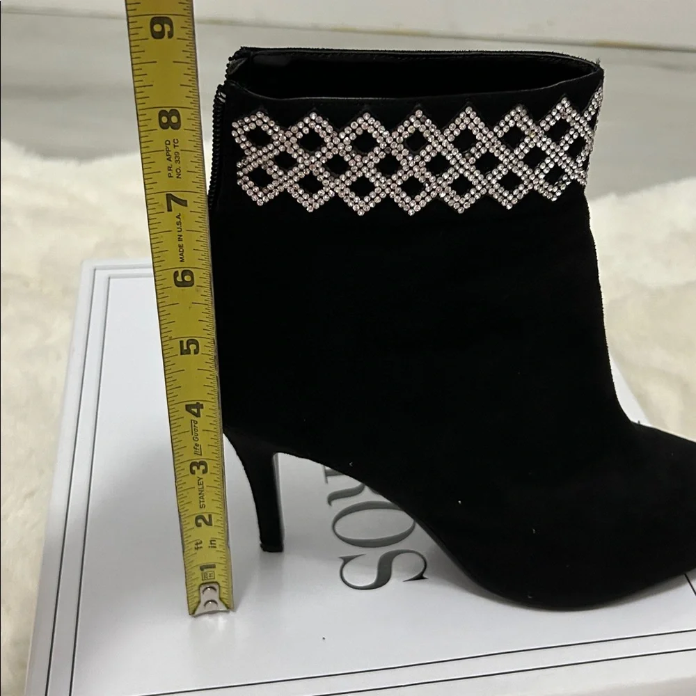 Caparros Black Suede Rhinestone Elle Ankle Booties